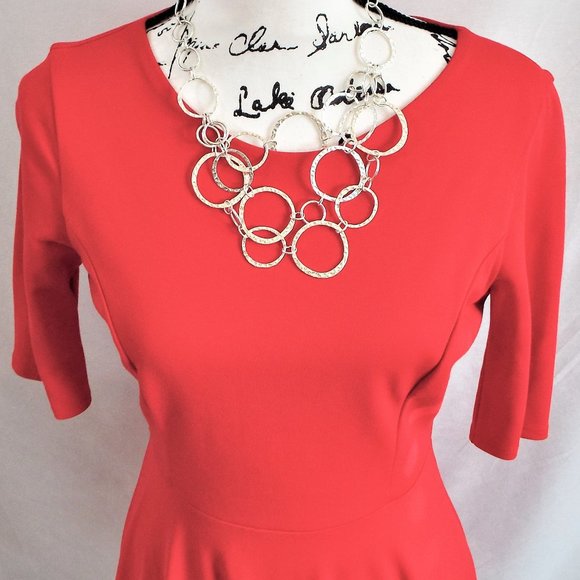 Lulu’s Sheer Factor Red Mesh Skater Dress Fit & Flare Half Sleeve Size Medium - Picture 4 of 9